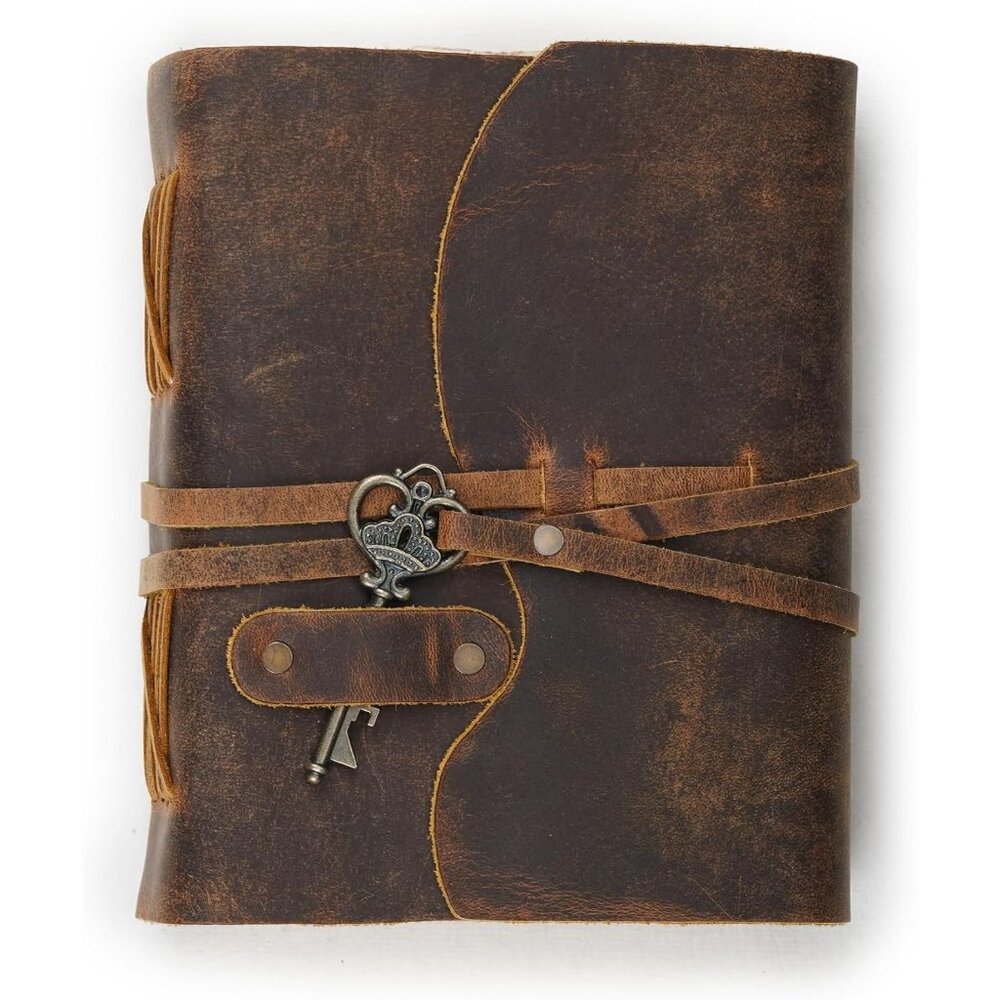Vintage Leather Journal – 200 Handmade Vintage Deckle Edge Paper – Leather bound - Picture 3 of 8